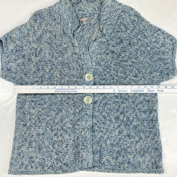 J Jill Knit Cardigan Womens Large Blue Short Sleeve Sweater Layer Big Buttons - Picture 5 of 11